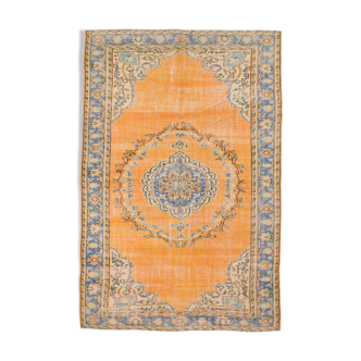 6x9 orange madallion oushak rug, 288x194cm