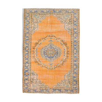 6x9 orange madallion oushak rug, 288x194cm