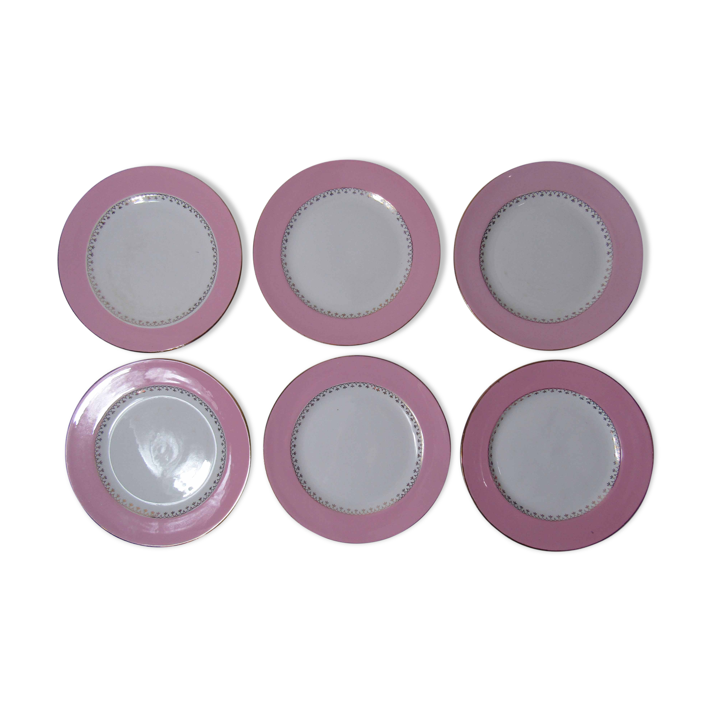 6 flat plates the pink and gold Amandinoise Saint Amand