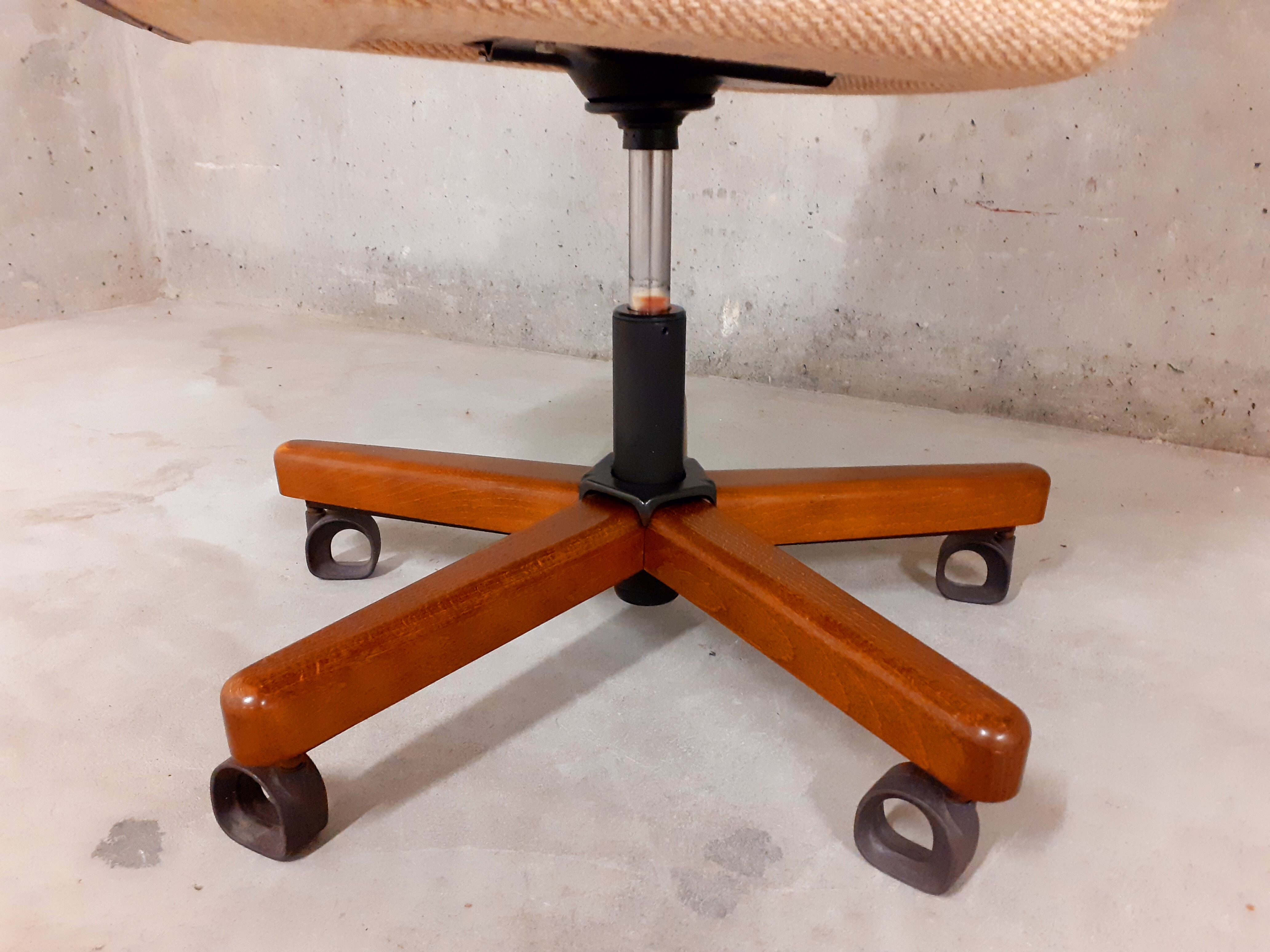 Scandinavian style vintage office chair in fabric and teak