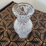Vintage chiseled transparent glass vase