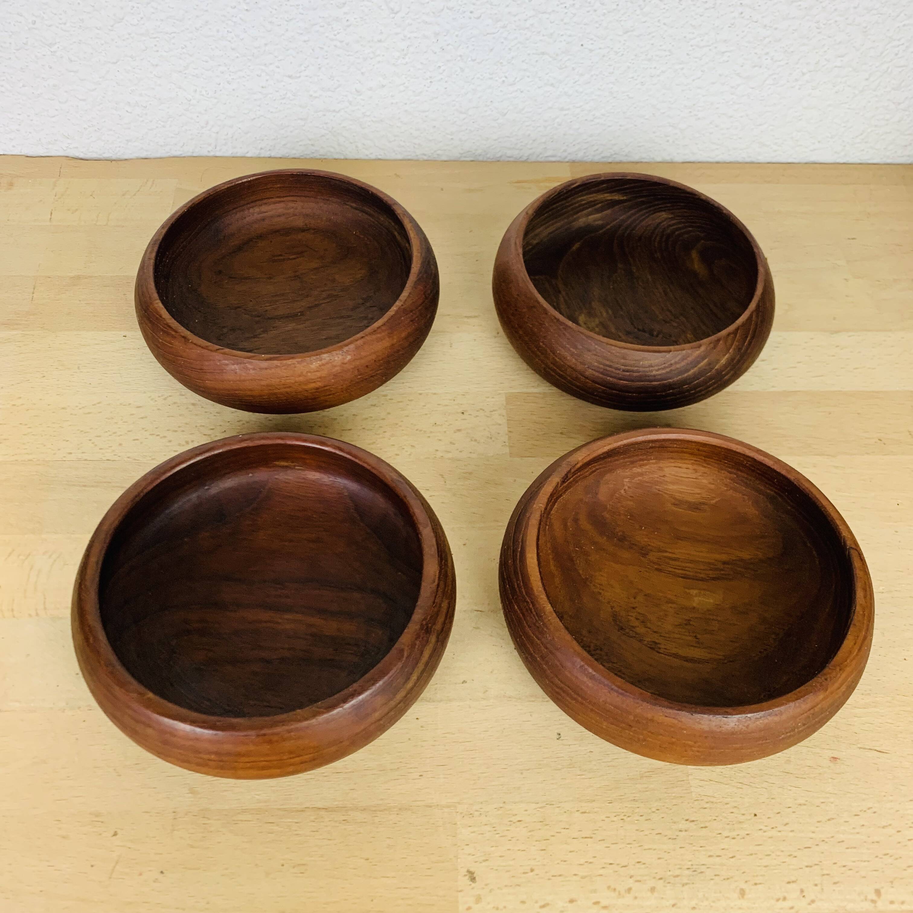 4 Danish Scandinavian teak empty pocket bowls, 1960s