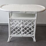 White rattan table and chairs set.