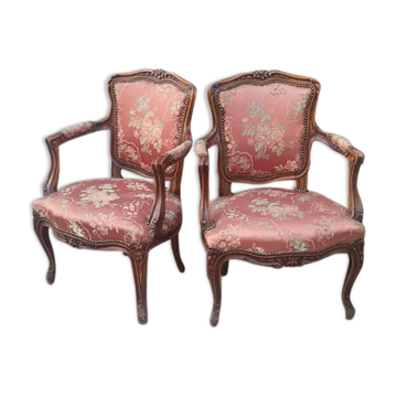 Pair of Louis XV style cabriolet armchairs