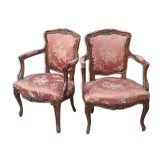 Pair of Louis XV style convertible armchairs