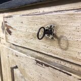 Old patinated painted wooden sideboard