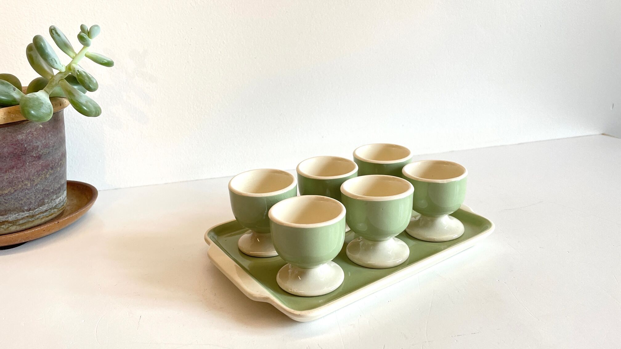 6 coquetiers sur plateau céramique par villeroy & boch