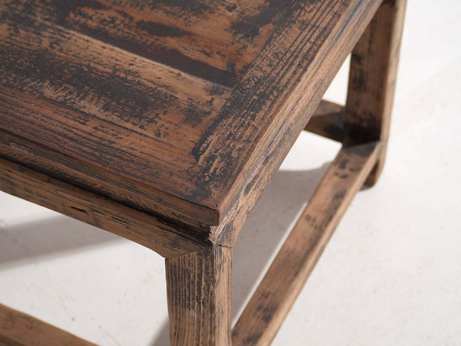 Square side table in old solid wood