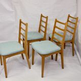 Set of 4 year old Scandinavian chairs restored fabric Edition Lelievre .