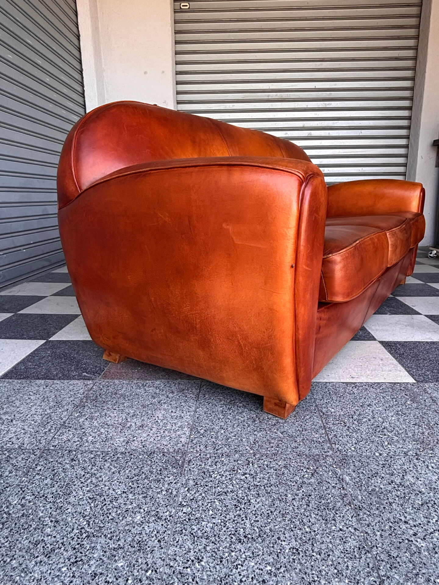 Canapé club vintage en cuir