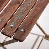 Anciennes chaises de jardin pliantes rouges (vers 1920). Ensemble de 4 pièces
