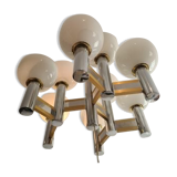 Vintage chandelier in brass and chrome by Gaetano Sciolari for Sciolari, Italy