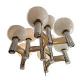 Vintage chandelier in brass and chrome by Gaetano Sciolari for Sciolari, Italy