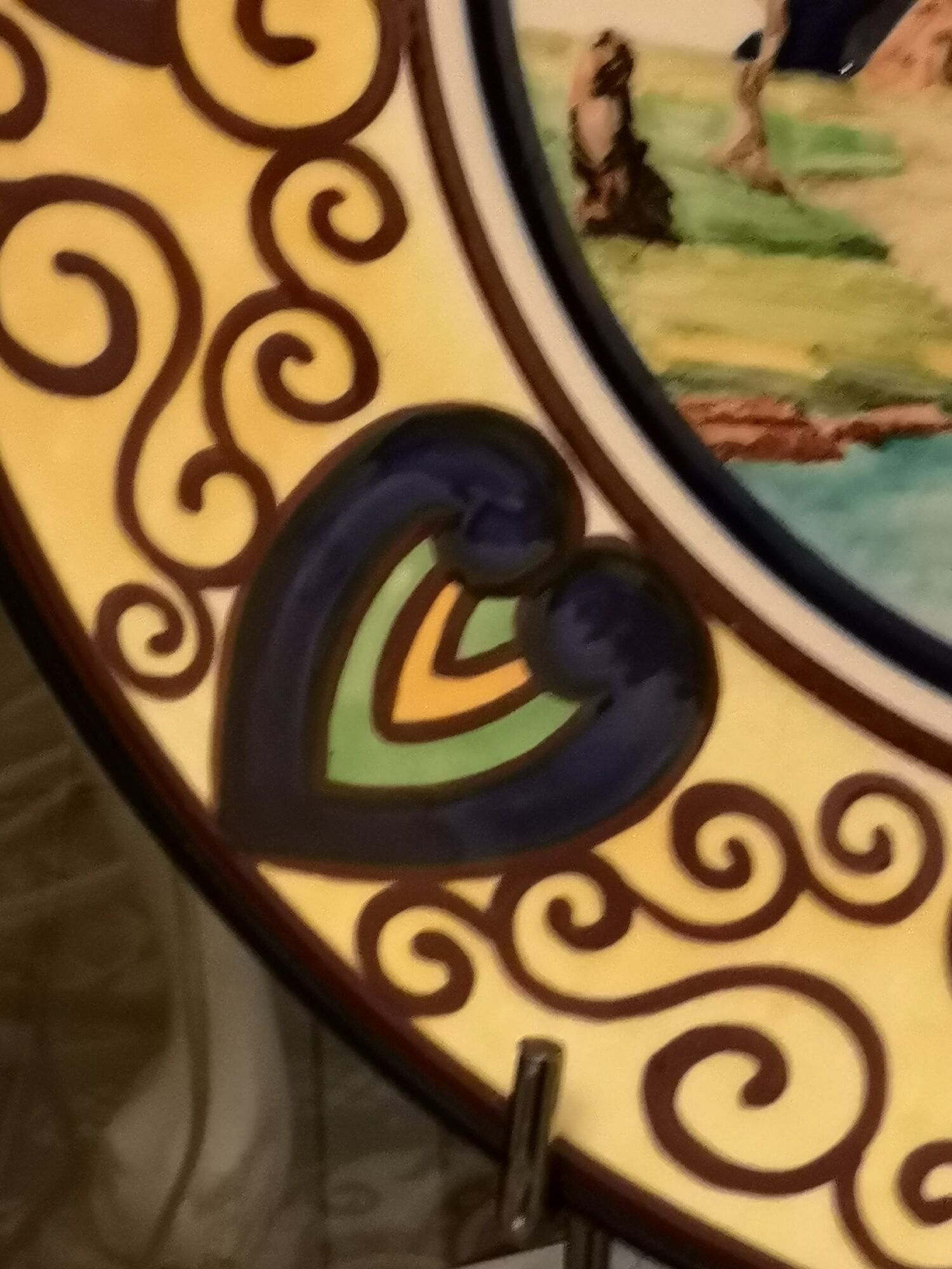 large wall dish in earthenware by Desvres Breiz Gabriel Fourmaintraux art deco
