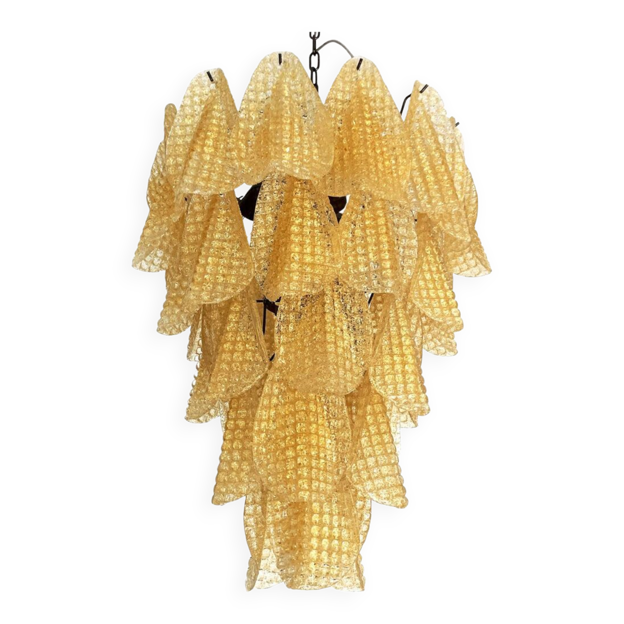 Gold “rondini” murano glass cascade chandelier