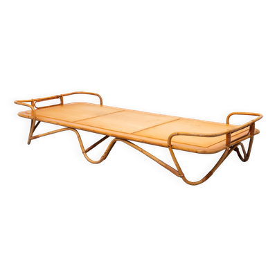 Lit daybed Rohé en rotin Noordwolde années 1950 Hollande