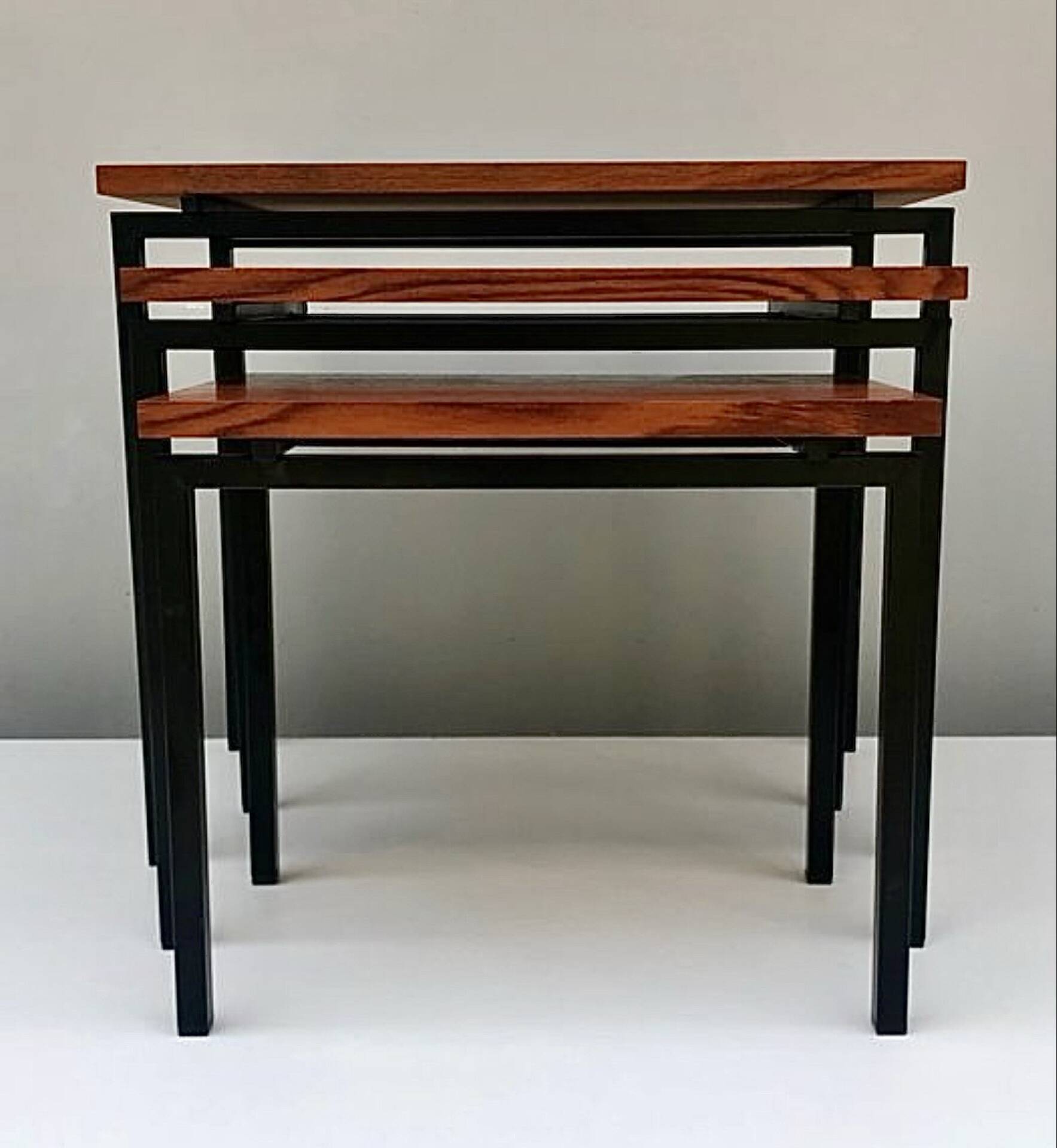 Nest Tables in Teak and Black Iron by Cees Braakman for Pastoe, year