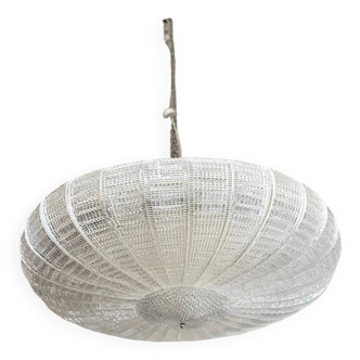 Contemporary Striped Transparent Murano Glass Flush Mount in Venini Style