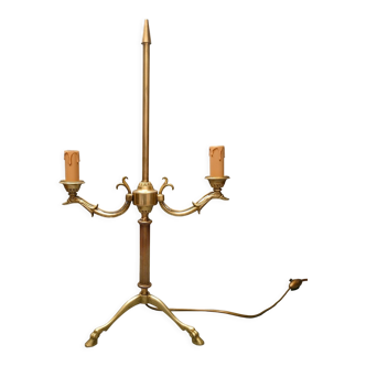 Pied de lampe zoomorphe canard tripode deux feux style Napoléon III 60's
