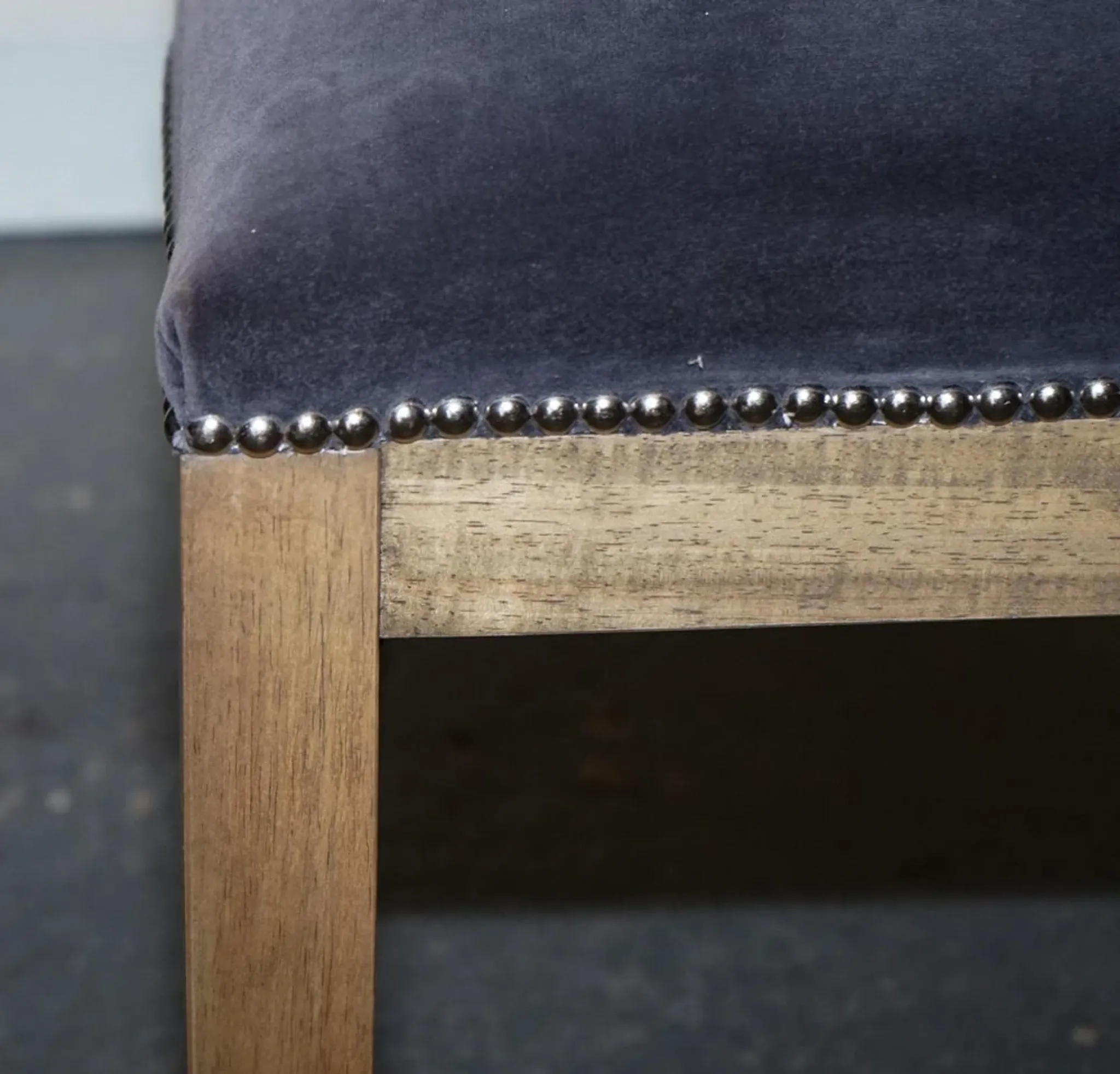 Vintage Office or Dining Chair in Navy Blue Velvet with Halo Studs