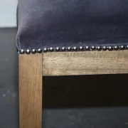 Vintage Office or Dining Chair in Navy Blue Velvet with Halo Studs