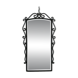 French mid-century brutalist wall mirror in wrought iron, made in the 1950s.