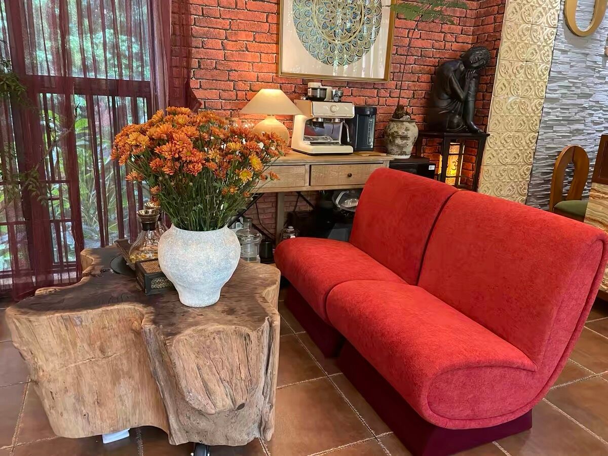 Brick Red Sofa — Sculpted Silhouette