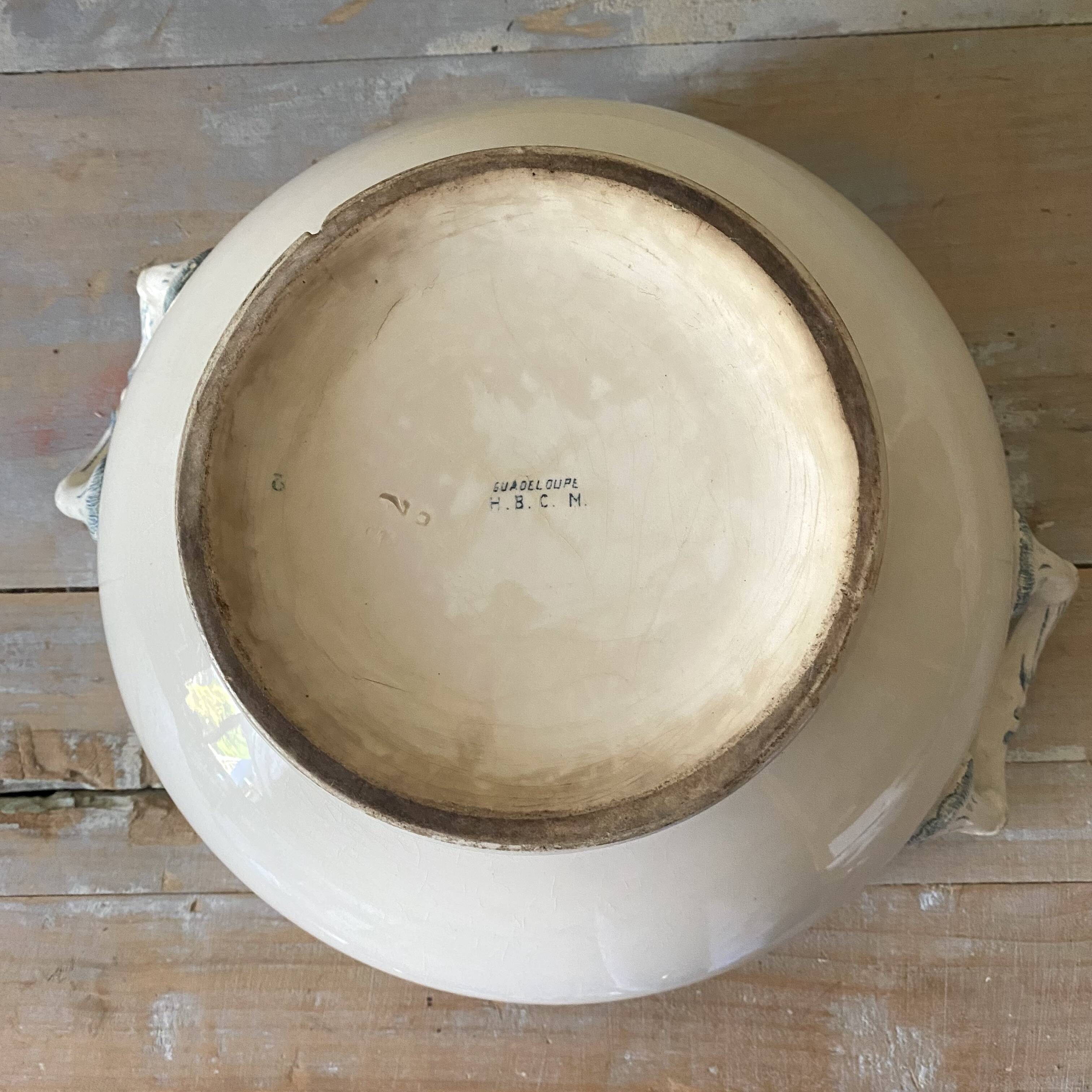 Iron earth salad bowl, old "Guadeloupe" soup tureen