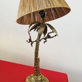 Table lamp gilded bronze palm tree and monkey