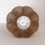 Turned wood lamp and jute lampshade