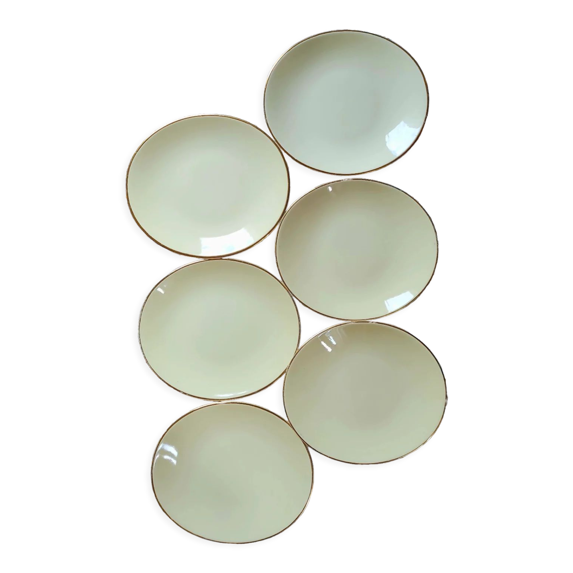 Set of 6 flat yellow plates porcelain from Salins model Tivoli