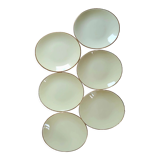 Set of 6 flat yellow plates porcelain from Salins model Tivoli