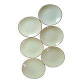 Lot de 6 assiettes plates jaunes porcelaine de Salins modèle Tivoli