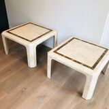 Pair of Sofa Ends Made Of Marble Wafers And Brass Net. French work. Ve