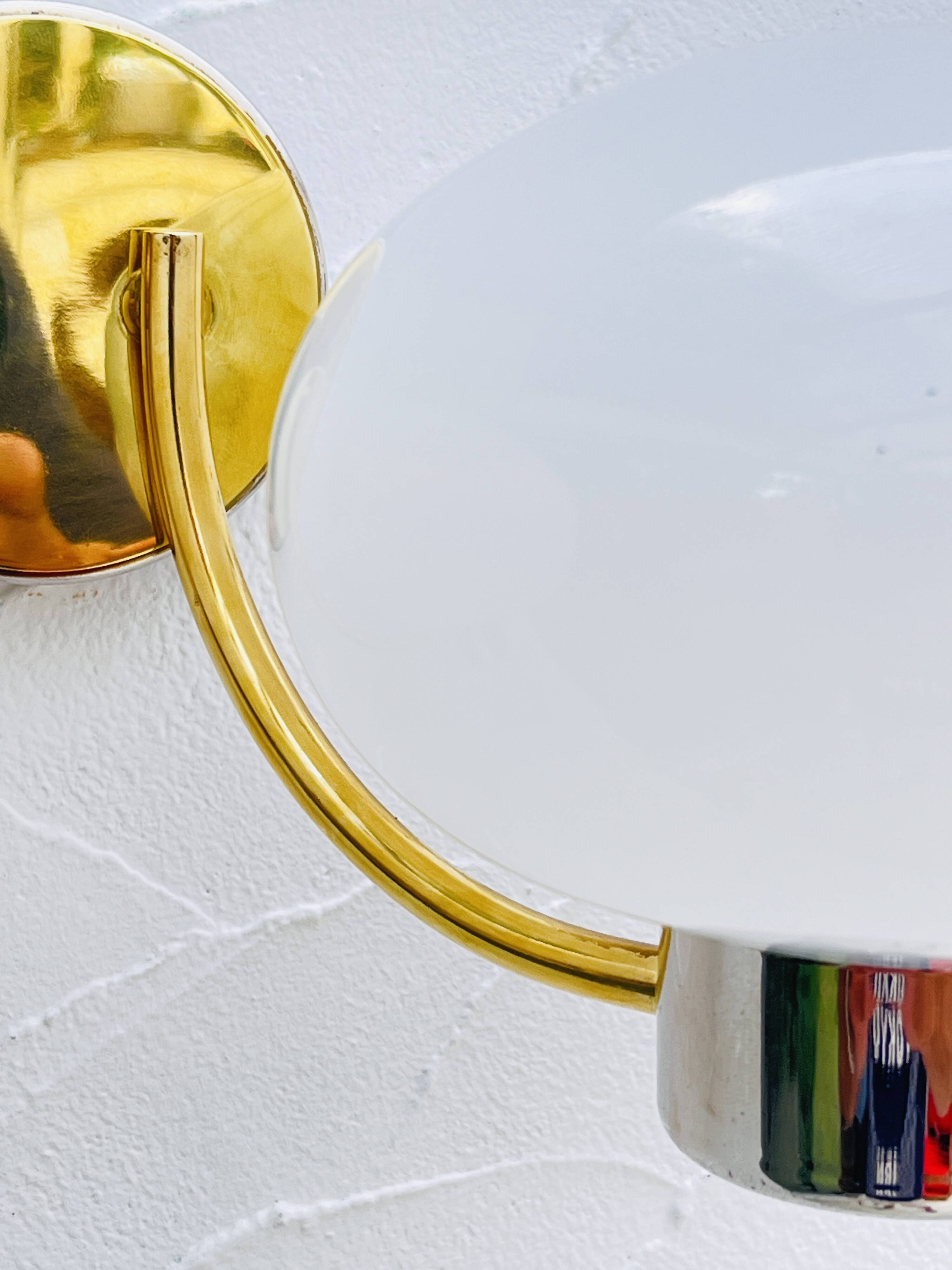 Double opaline brass wall light