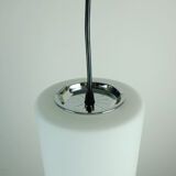 Glashuette Limburg pendant light white cylindrical glass shade and chrome 1970s - 2 available