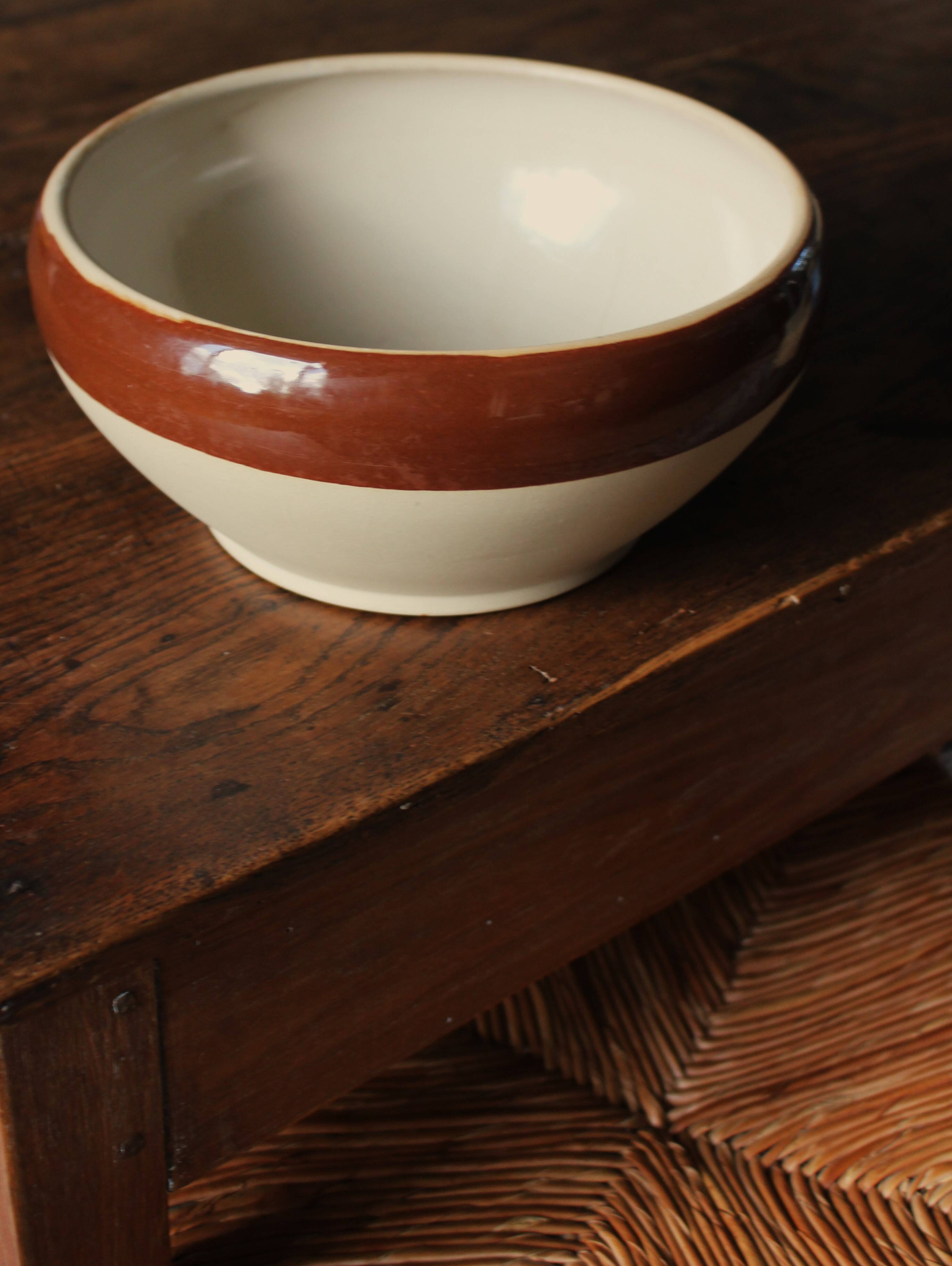 Digoin two-tone glazed vintage stoneware salad bowl