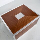 Pair of 70's aluminum and mahogany coffee/sofa end tables