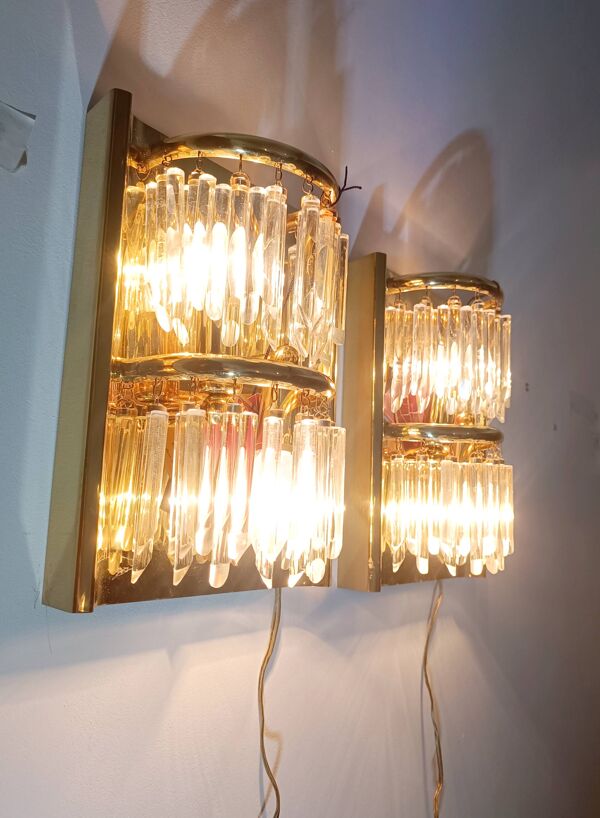 Paire d'appliques verre Murano par Lumica 1970s