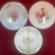 Set of 3 decorative plates Faience by Pornic Bouquets rooster bird 24,5 cm