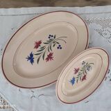 Set of 2 oval dishes trundles 30s earthenware K&G Lunéville model Denise