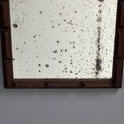 Antique tramp art folk art distressed mirror, Belgium ca 1900s