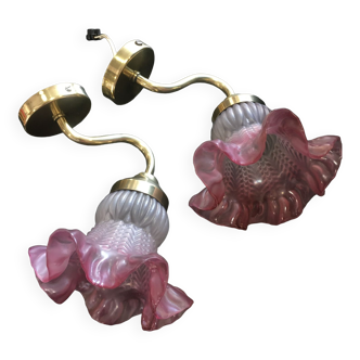 Pair of pink sconces