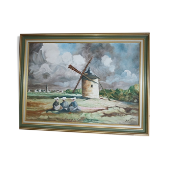 Tableau ancien paysage breton