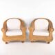 Pair of woven wicker armchairs