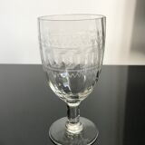 set of 6 large crystal wine glasses engraved early twentieth century