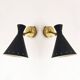 Paire d'appliques italiennes laiton et fer laqué design 1950