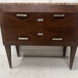 Art Deco chest of drawers with cut sides in mahogany veneer, 20th century
