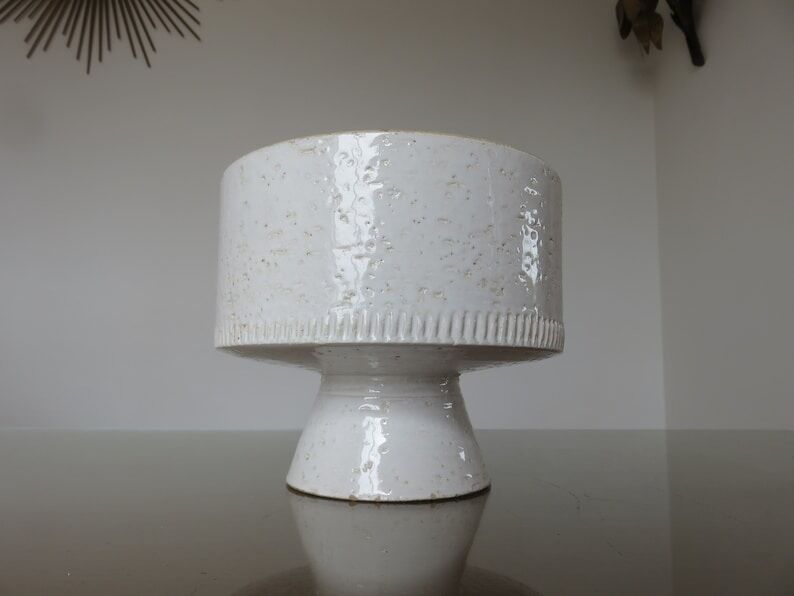 Pot cover in white ceramic 60s 70s