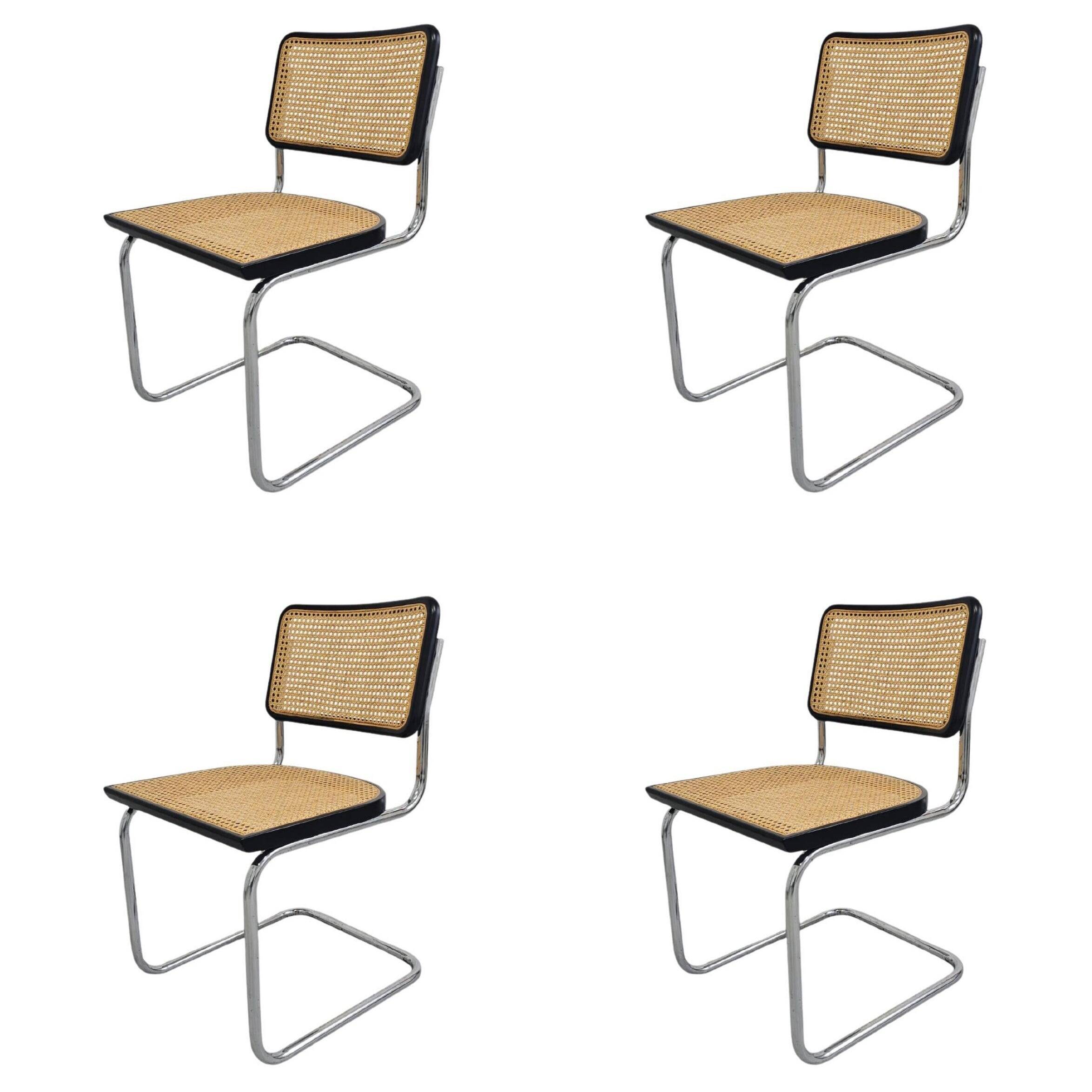Set of 4 Cesca chairs by Marcel Breuer attributed to Gavina, 1960s